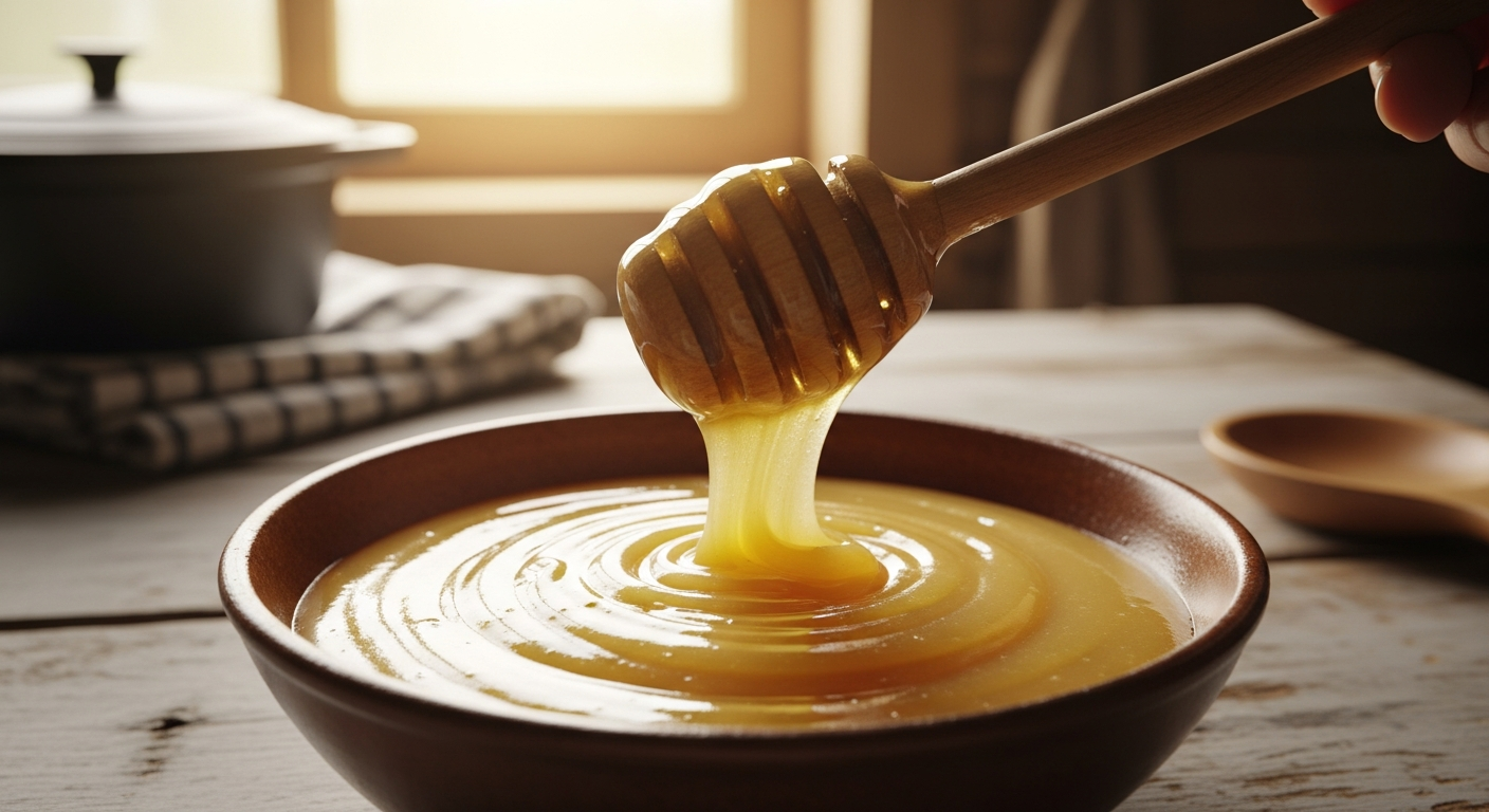 Creamed honey being swirled